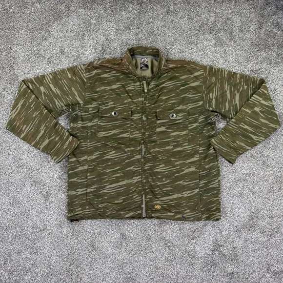 686 Tiger Stripe Camo Full Zip Fleece Jacket Mens XL Green Utility Techwear - Picture 1 of 16